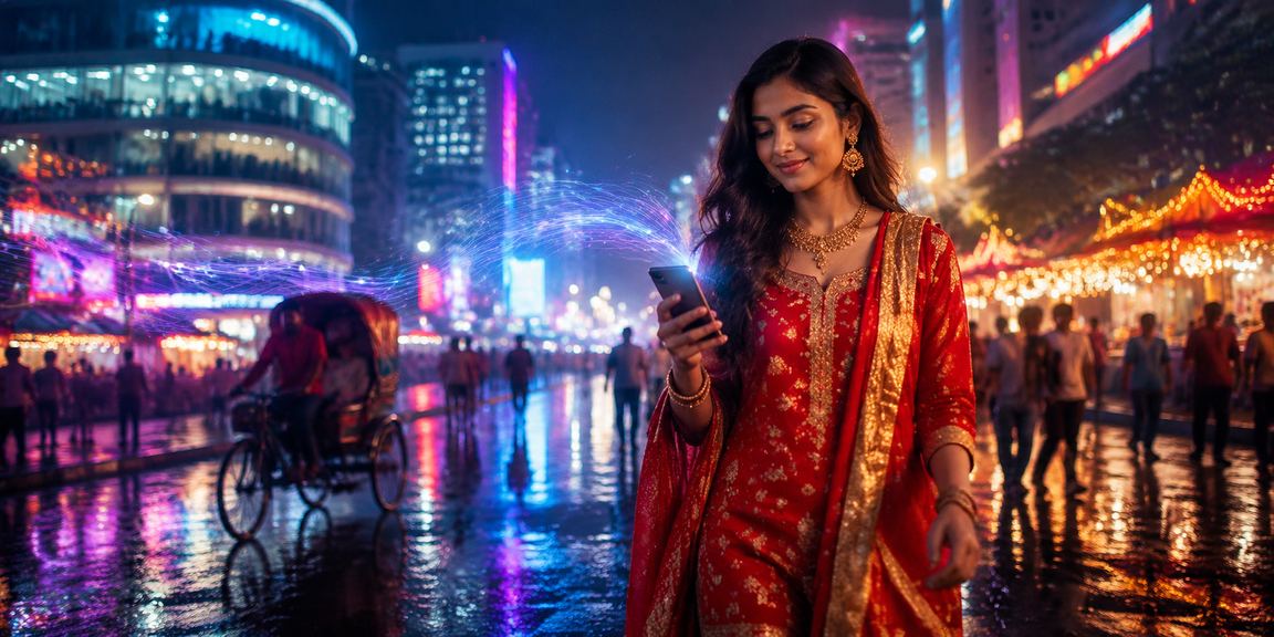 ঢাকার রাতের বাজারে লটারি ও গেমিং উৎসবের দৃশ্য